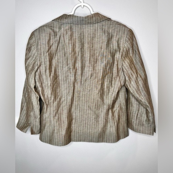 Lafayette 148 New York Wool Linen Blend Pinstripe Blazer Size 12 - Picture 4 of 4